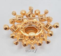 Vintage Signed SCHREINER New York Multi Tiered Rhinestone Pearl Brooch Pendant