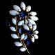 Vintage Signed SCHREINER Sapphire Blue and Milk Glass Flower Brooch