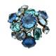 Vintage Signed Schreiner New York Brooch Pin Blue Reverse Set Glass Rhinestone