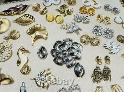 Vintage Signed Trifari Jewelry Lot Rhinestones Sets Brooch Earrings Necklace