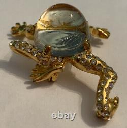 Vintage Signed Weinberg New York Jelly Belly Pave Rhinestone Frog Brooch