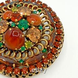 Vintage Signed Weiss Large Round Domed Rhinestone Cabochon Brooch