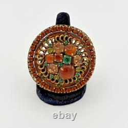 Vintage Signed Weiss Large Round Domed Rhinestone Cabochon Brooch