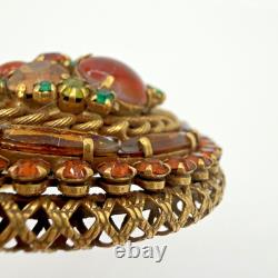 Vintage Signed Weiss Large Round Domed Rhinestone Cabochon Brooch