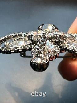 Vintage Signed Weiss Multi Layer Starfish Crystal Sparkle Silver Tone Brooch Pin