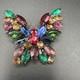 Vintage Signed Weiss Multicolored Rhinestone Butterfly Brooch