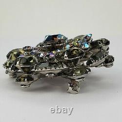 Vintage Smoky Green Grey Faceted Rhinestone Pin Brooch