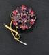 Vintage Sterling Flower Brooch Purple Pink Glass Rhinestone Floral Pin WOW