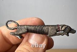 Vintage Sterling Silver Dog Brooch Pin Rhinestone Collar 2.5 Antique Greyhound