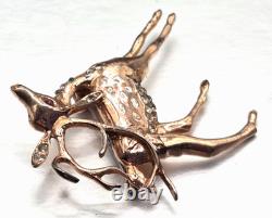 Vintage Sterling Silver GP Rhinestone Reindeer Brooch