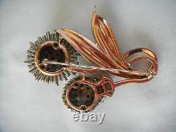 Vintage Sterling Silver Pennino Clear Rhinestone Peony Flower Brooch PIn