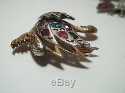 Vintage Sterling Silver Rhinestone Swan Brooch Pin Figural BIRD GLASS
