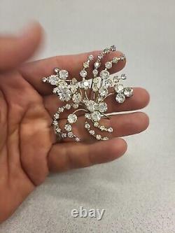 Vintage Stunning Clear Austrian Crystal Rhinestone Swirl Spray Petite Brooch Pin