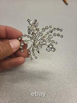 Vintage Stunning Clear Austrian Crystal Rhinestone Swirl Spray Petite Brooch Pin