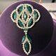 Vintage Stunning Kramer Signed Green Rhinestone Brooch Pin