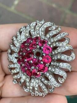 Vintage Stunning Signed Marcel Boucher MB Pink Crystal Rhinestone Brooch