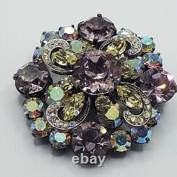 Vintage Stunning WESTERN GERMANY 59 Lavender & AB Crystal Rhinestones Brooch Pin