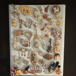 Vintage Style Mixed Lot Brooches Pins Multicolor Rhinestone Enamel Metal