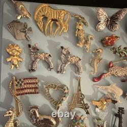 Vintage Style Mixed Lot Brooches Pins Multicolor Rhinestone Enamel Metal