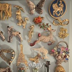 Vintage Style Mixed Lot Brooches Pins Multicolor Rhinestone Enamel Metal