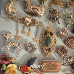 Vintage Style Mixed Lot Brooches Pins Multicolor Rhinestone Enamel Metal