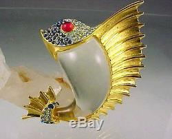 Vintage TRIFARI JELLY BELLY SAIL FISH with Rhinestones Brooch Pin