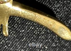 Vintage TRIFARI RHINESTONE LEAF BROOCH gold tone