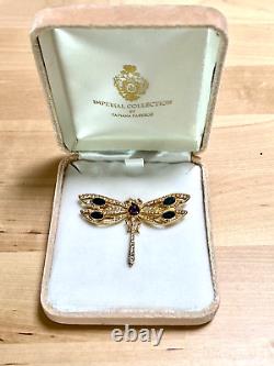 Vintage Tatiana Faberge Imperial Collection Dragonfly Rhinestone Brooch Pin Box