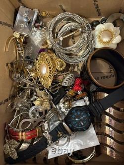 Vintage To Modern 8 LB Earring Necklace Rhinestone Bracelet Brooch Bangle Lot