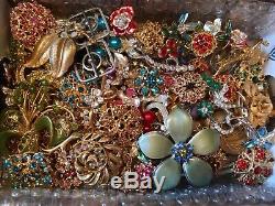 Vintage To Now Mostly Rhinestone Brooch Lot 1 1/2 Lbs- 61 Items