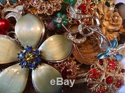 Vintage To Now Mostly Rhinestone Brooch Lot 1 1/2 Lbs- 61 Items