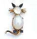 Vintage Trifari Alfred Philippe Jelly Belly Cat Brooch