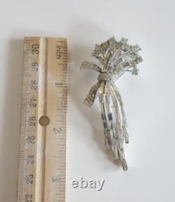 Vintage Trifari Alfred Philippe Rhinestone Flower Floral Spray Brooch 1960s RARE