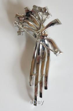 Vintage Trifari Alfred Philippe Rhinestone Flower Floral Spray Brooch 1960s RARE