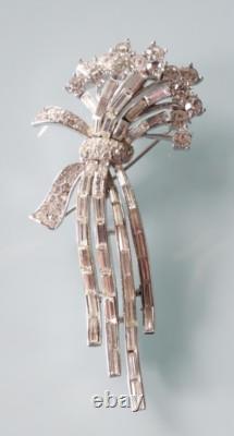 Vintage Trifari Alfred Philippe Rhinestone Flower Floral Spray Brooch 1960s RARE