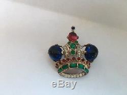 Vintage Trifari Alfred Philippe Sterling Silver Brooch Pin Jelly Belly Crown