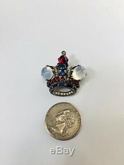 Vintage Trifari Crown Jewel Jelly Belly Sterling Silver Brooch Pin 137542
