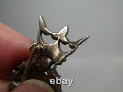 Vintage Trifari Crown Key Clear Rhinestone Sterling Silver Philippe Brooch Pin