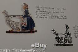 Vintage Trifari Enamel Rhinestone Figural Brooch Pin 1940 RARE Girl Goose Bird
