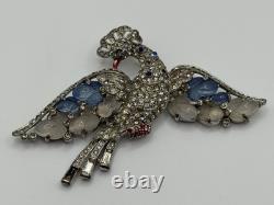 Vintage Trifari Fruit Salad Peacock Bird Brooch Rhinestone Alfred Philippe READ