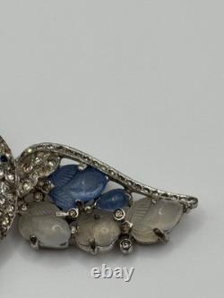 Vintage Trifari Fruit Salad Peacock Bird Brooch Rhinestone Alfred Philippe READ
