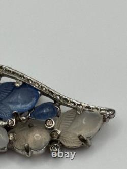 Vintage Trifari Fruit Salad Peacock Bird Brooch Rhinestone Alfred Philippe READ