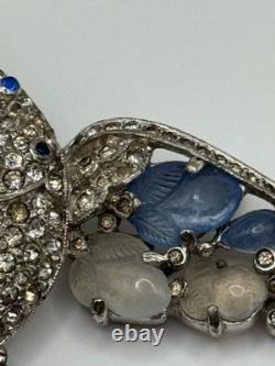 Vintage Trifari Fruit Salad Peacock Bird Brooch Rhinestone Alfred Philippe READ
