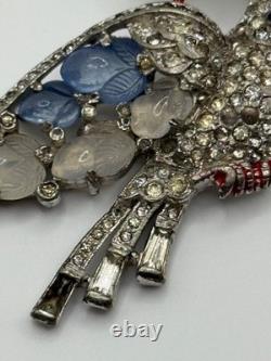 Vintage Trifari Fruit Salad Peacock Bird Brooch Rhinestone Alfred Philippe READ