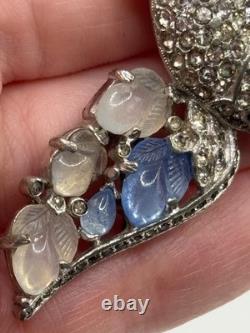 Vintage Trifari Fruit Salad Peacock Bird Brooch Rhinestone Alfred Philippe READ