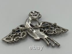 Vintage Trifari Fruit Salad Peacock Bird Brooch Rhinestone Alfred Philippe READ