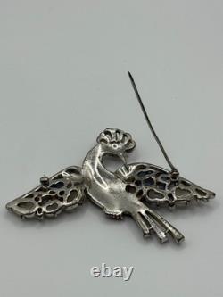 Vintage Trifari Fruit Salad Peacock Bird Brooch Rhinestone Alfred Philippe READ
