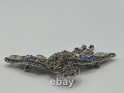 Vintage Trifari Fruit Salad Peacock Bird Brooch Rhinestone Alfred Philippe READ