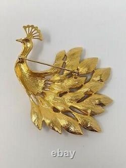Vintage Trifari Limited Edition Peacock Large Pin Brooch Signed