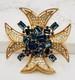 Vintage Trifari Maltese Cross Brooch Pin Blue Rhinestone HTF